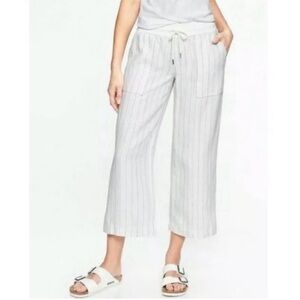 Athleta bali linen wide leg crop pants white size 2